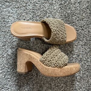 Vince Women's Woven Tan Platform Mules